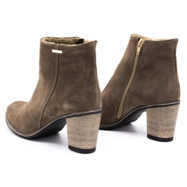 Olivier Women's leather boots insulated with earth-brown high heels 9