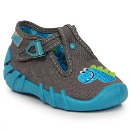 Buckle slippers with dinosaur Befado Jr BEF2O gray 2