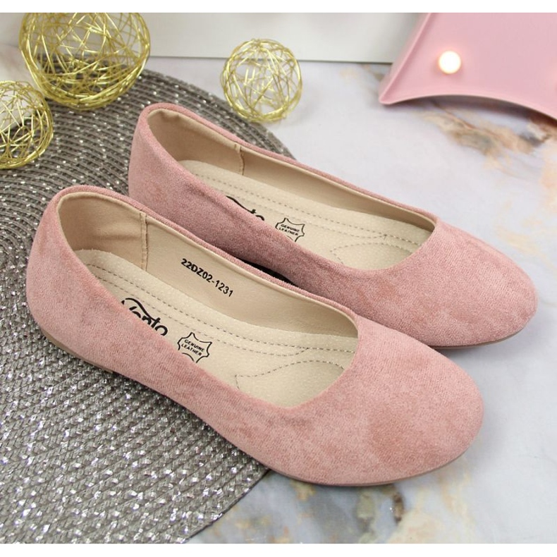 Eco suede ballerinas eVento Jr EVE358A pink 2 Eco suede ballerinas eVento Jr EVE358A pink 2