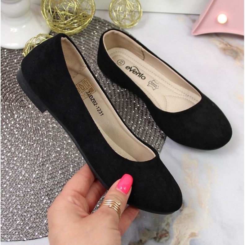 Eco suede ballerinas eVento Jr EVE358B black 1