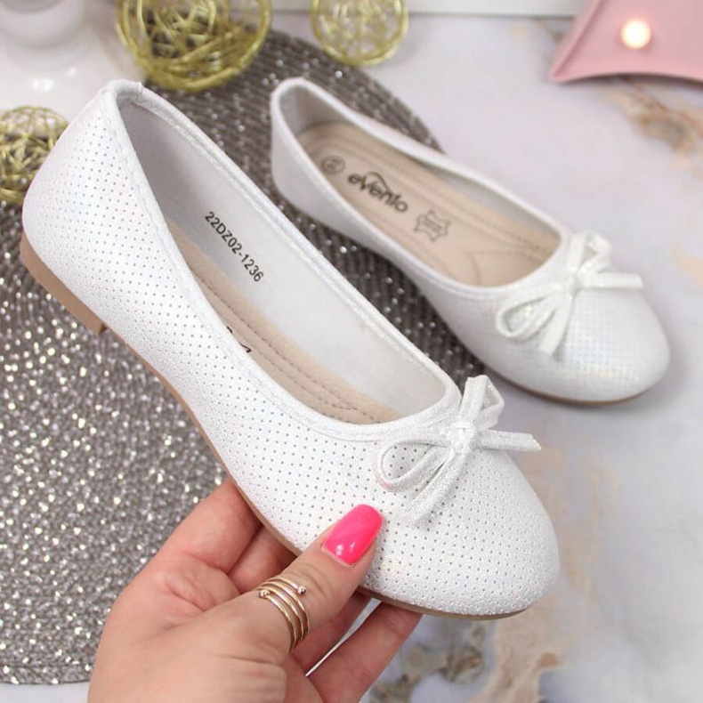 Ballerinas with a bow eVento Jr EVE359B white 1