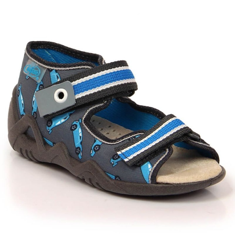Velcro slippers with racer gray and blue Befado Jr BEF14B 2