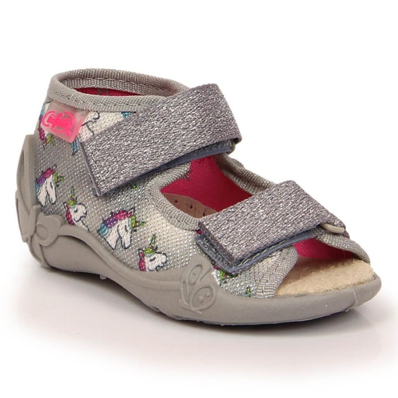 Velcro slippers with unicorn Befado Jr BEF13B gray 2