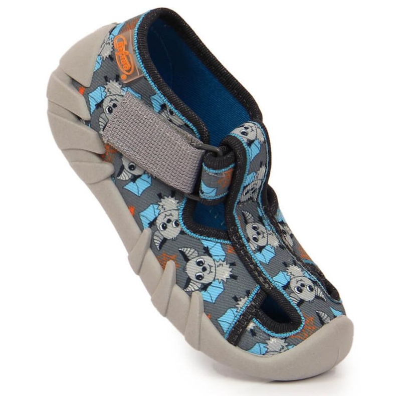 Velcro slippers with a bat Befado Jr BEF6A gray 1