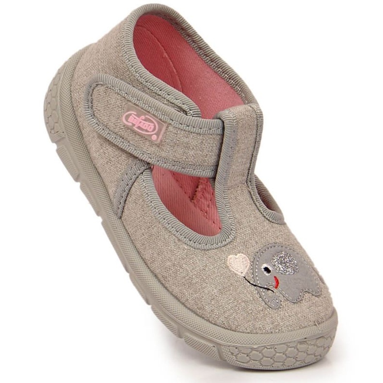 Velcro slippers with elephant Befado Jr BEF30D gray 1