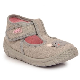 Velcro slippers with elephant Befado Jr BEF30D gray 2