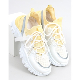 Aditi Yellow sock sports shoes white 2