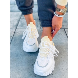 Aditi Yellow sock sports shoes white 1