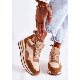 PS1 Women's Suede Sport Shoes Brown-Beige Elisse 1