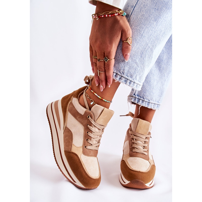 PS1 Women's Suede Sport Shoes Brown-Beige Elisse 1