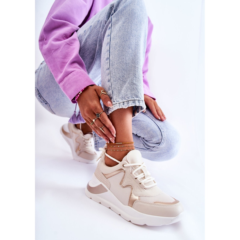 PG1 Women's Fashionable Sneakers Light Beige Allie golden 2