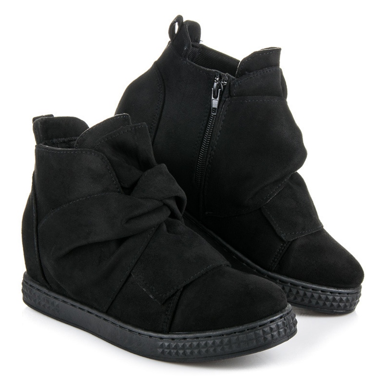 Bella Star Suede sports wedge sneakers black 1 Bella Star Suede sports wedge sneakers black 1