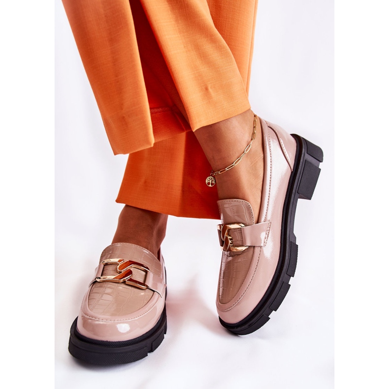 FL1 Fashionable Leather Loafers Beige Loveliness 2