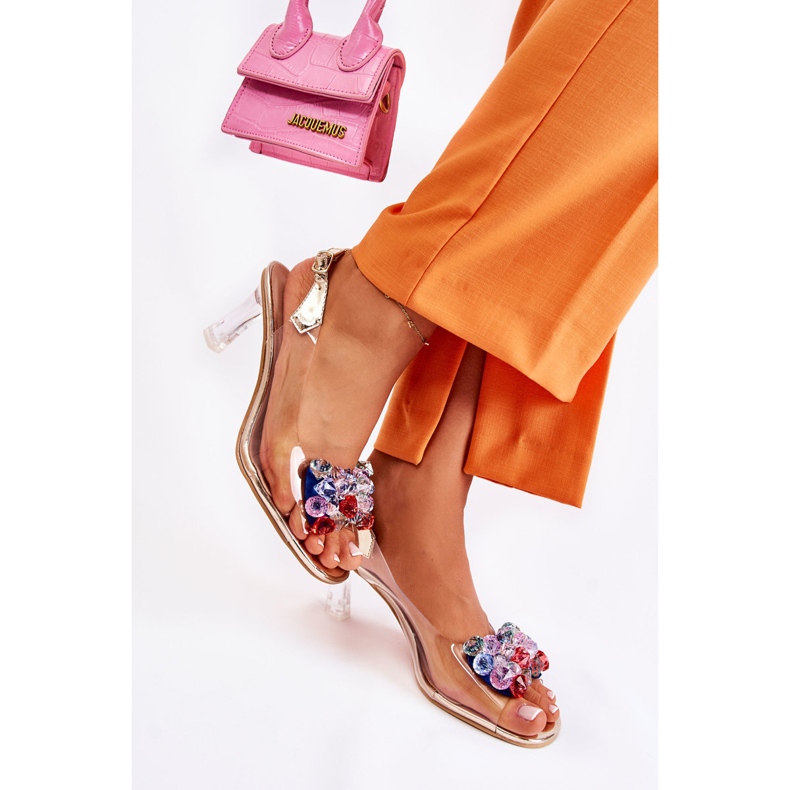 S.Barski Elegant Sandals With Golden Lanette Crystals multicolored 2