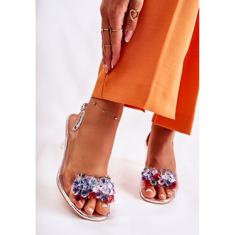 S.Barski Elegant Sandals With Silver Lanette Crystals multicolored 1