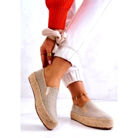 Women's Braided Sneakers Slip On Big Star JJ274394 Beige golden 2