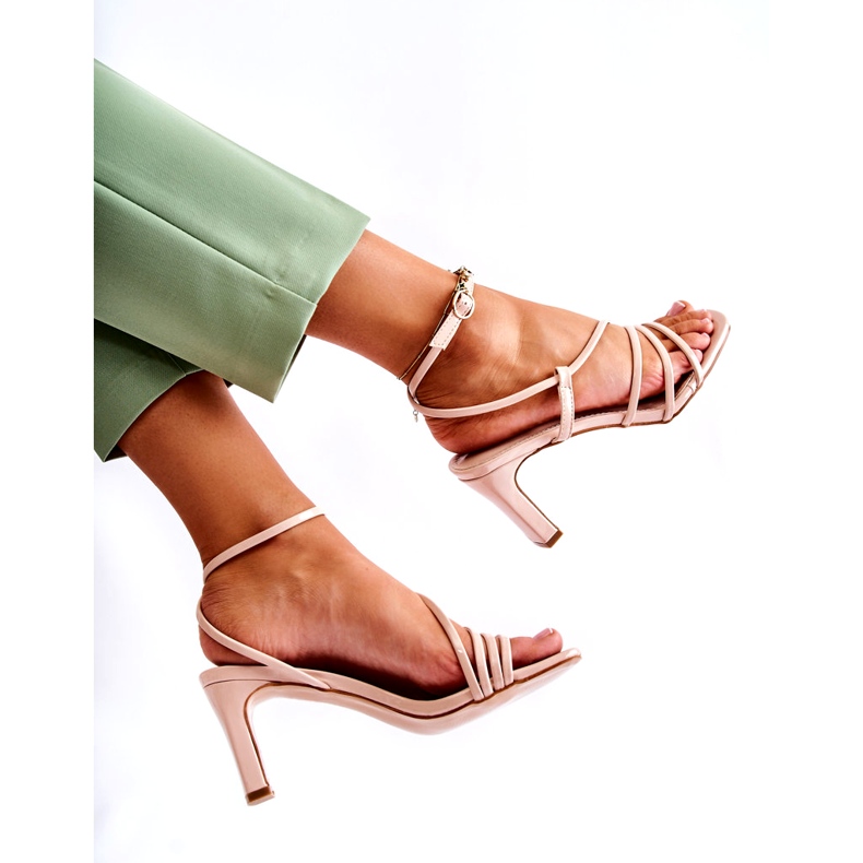 WS1 Classic Lacquered Sandals On High Heels Beige Milani 6