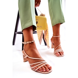 WS1 Classic Lacquered Sandals On High Heels Beige Milani 5