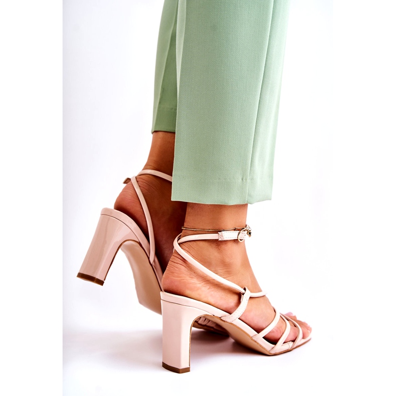 WS1 Classic Lacquered Sandals On High Heels Beige Milani 2