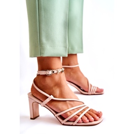 WS1 Classic Lacquered Sandals On High Heels Beige Milani 3