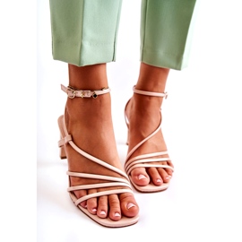 WS1 Classic Lacquered Sandals On High Heels Beige Milani 4