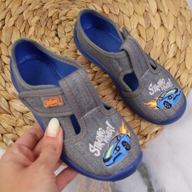 Boys slippers with velcro gray Befado car 2