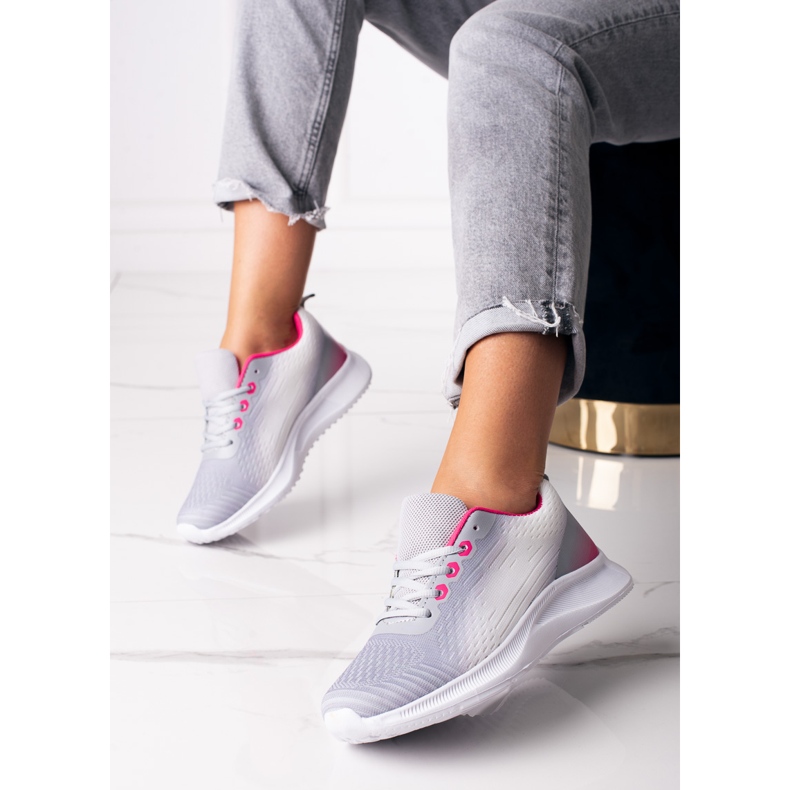White and gray laced Shelovet women's sports sneakers grey 1 White and gray laced Shelovet women's sports sneakers grey 1