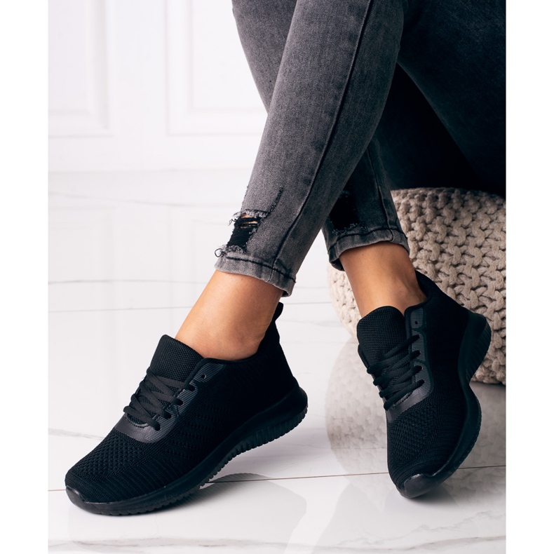 Shelovet laced women's sneakers black 1