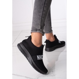 Shelovet women's black textile sneakers 1