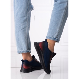 Women's sports sneakers Shelovet laced navy blue and black 1 Women's sports sneakers Shelovet laced navy blue and black 1