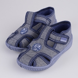 Boy's slippers Viggami Daniel embroidery grey 1