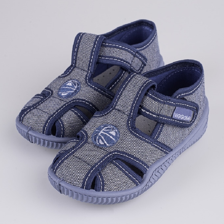 Boy's slippers Viggami Daniel embroidery grey 1