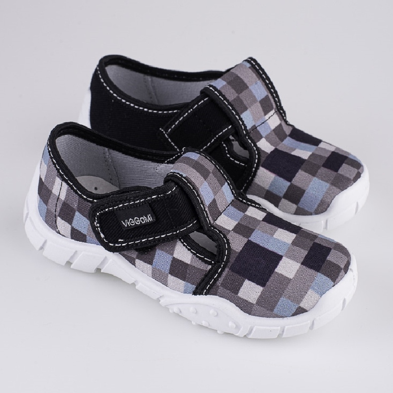 Slippers boys Viggami Dominik check blue grey 1 Slippers boys Viggami Dominik check blue grey 1