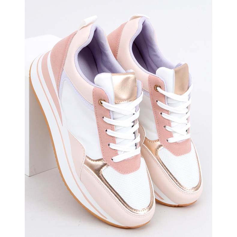 Bahar Pink wedge sports shoes white 2