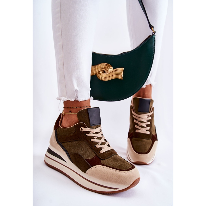 PS1 Women's Suede Sport Shoes Green-Beige Elisse 1