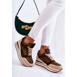 PS1 Women's Suede Sport Shoes Green-Beige Elisse 2