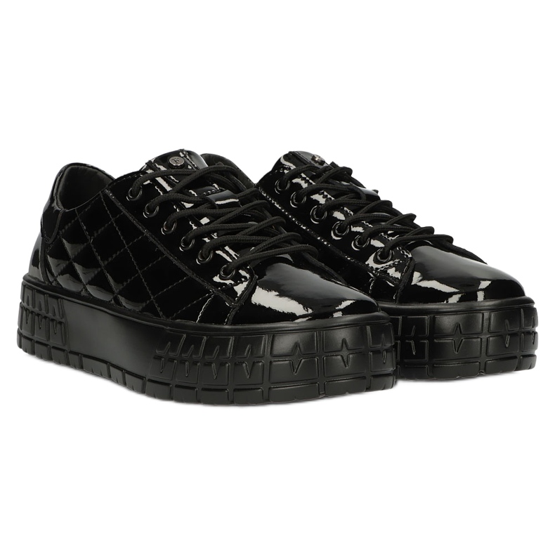 Filippo Quilted Stylish Leather Sneakers DP3932 / 22 BK black 4