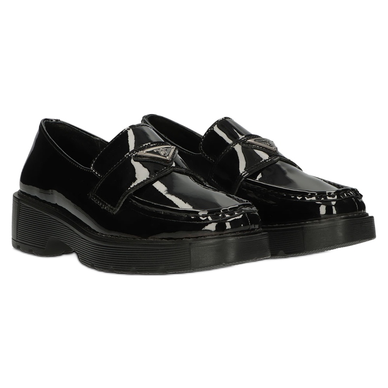 Filippo DP3930/22 BK Lacquered Moccasins, Black 4