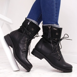 Women's lace-up workers with a zipper, black Jezzi 1