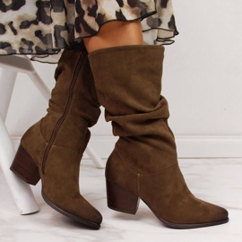 Women's short crinkled boots Vinceza brown 1