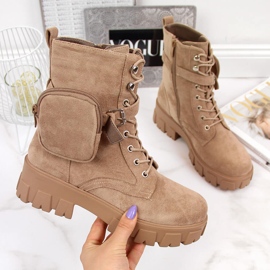 Women's platform boots with a pocket, beige Vinceza 2