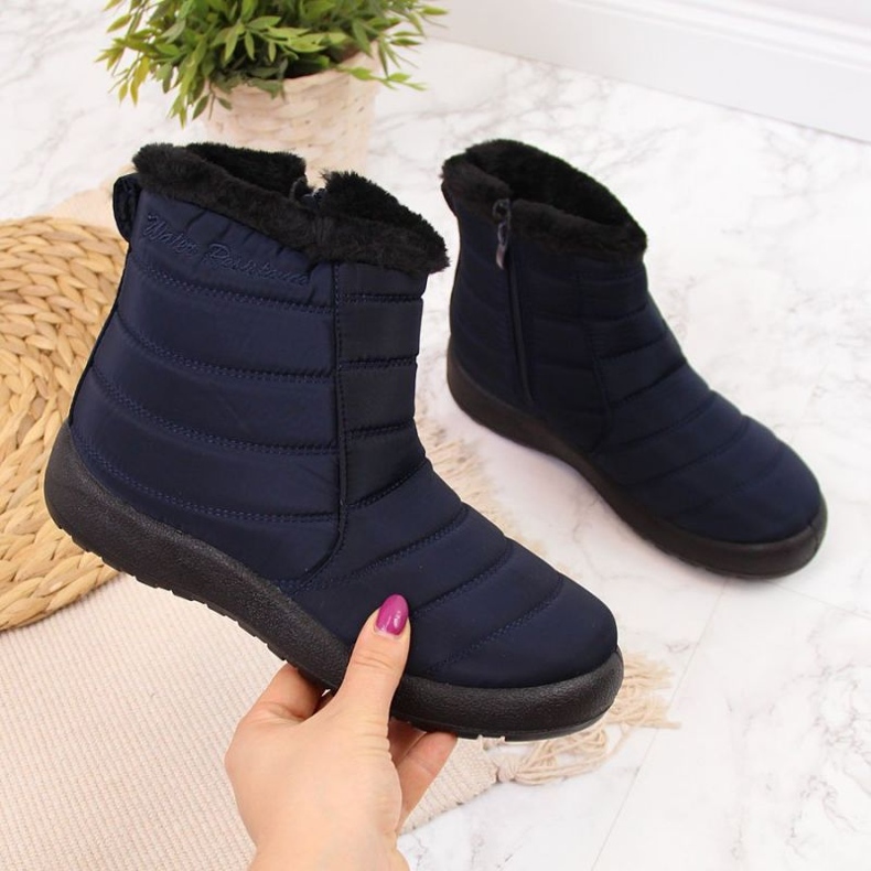 Waterproof snow boots with zipper News W EVE181B navy blue 1