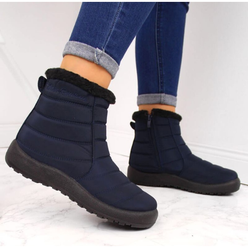 Waterproof snow boots with zipper News W EVE181B navy blue 2