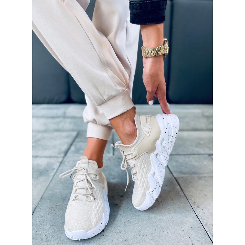 Indu Beige sock sports shoes 1