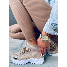 Petra Khaki high-top socks sneakers beige 1