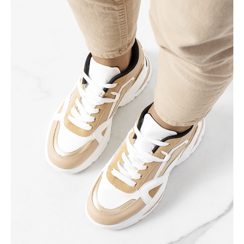 Beige sneakers for women from Eshelby white 1