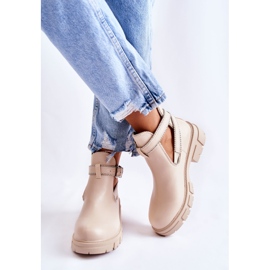 PG1 Women's Leather Boots With Studs Beige Clares 1