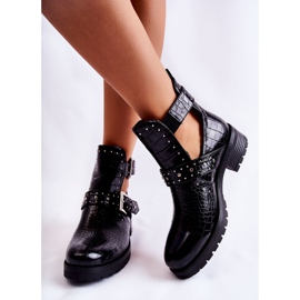 PG1 Women's Ankle Boots With Cutouts Black Santhana 2