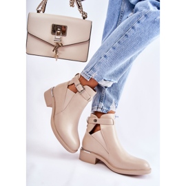 PG1 Women's Eco-leather Boots On A Flat Heel Beige Marla 2
