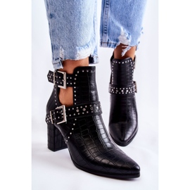 WJ2 Women's Boots On Heel With Rhinestones Black Kelin 1